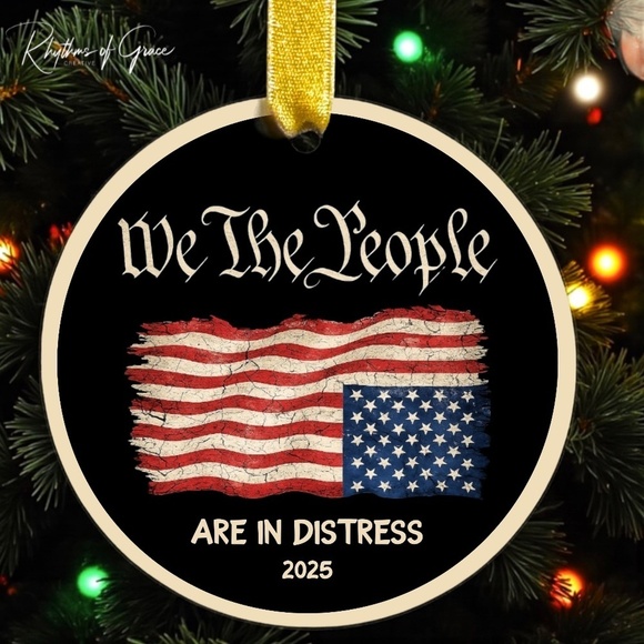 Handmade Other - We The People Are In Distress Christmas Ornament, Upside Down Flag, Anti-Trump